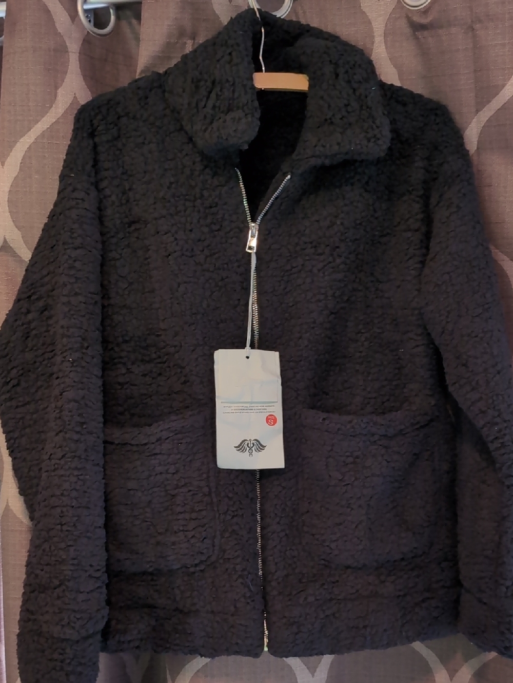 Black Sherpa Zip-Up Jacket